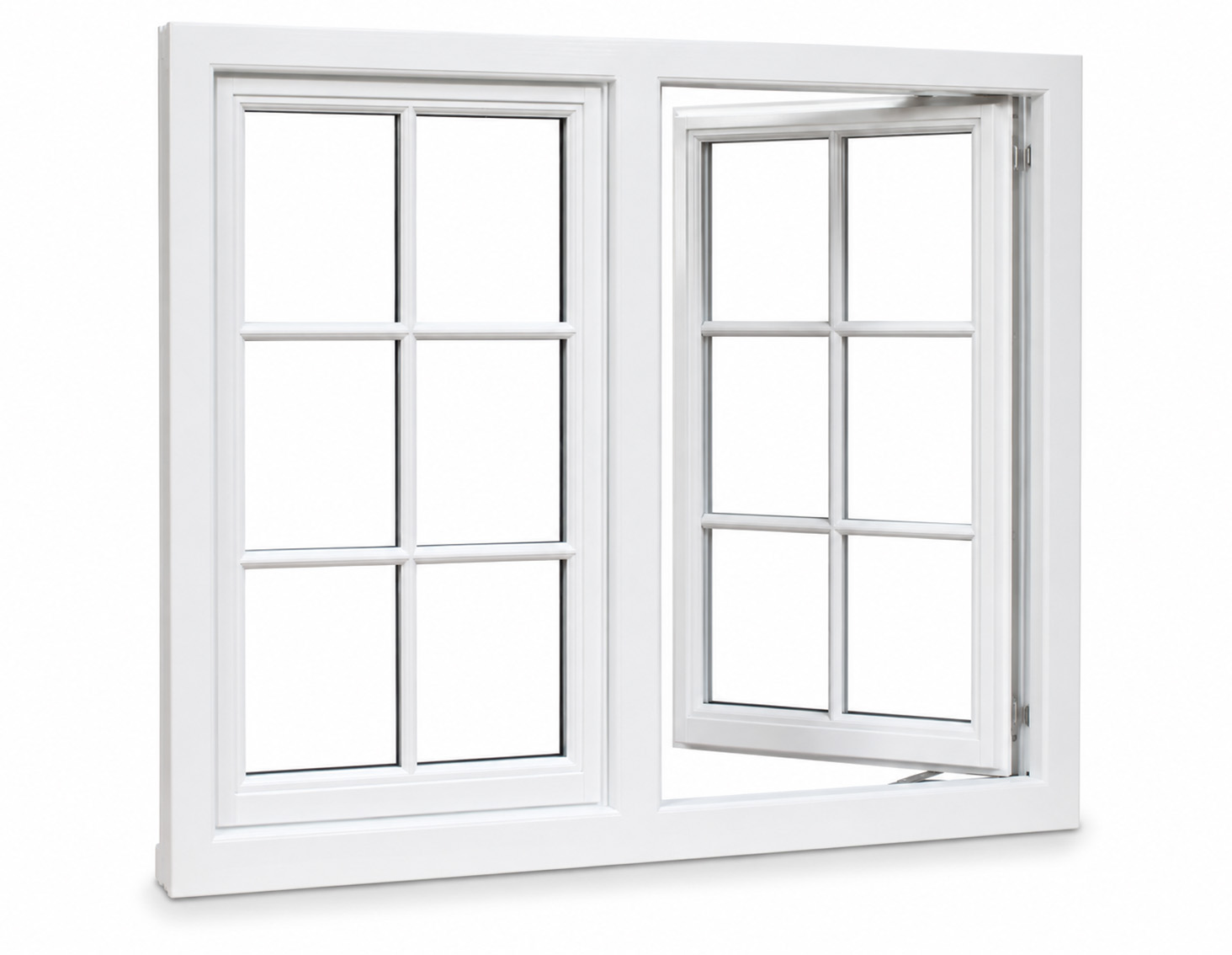 Casement or awning window opened for ventilation