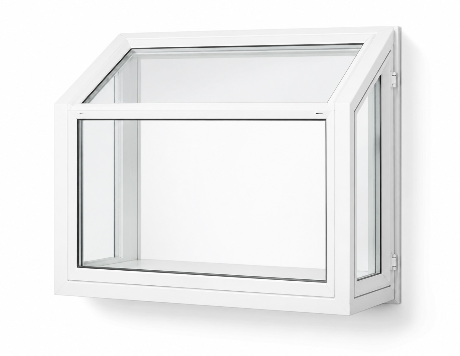 Garden window projecting from a kitchen wall
