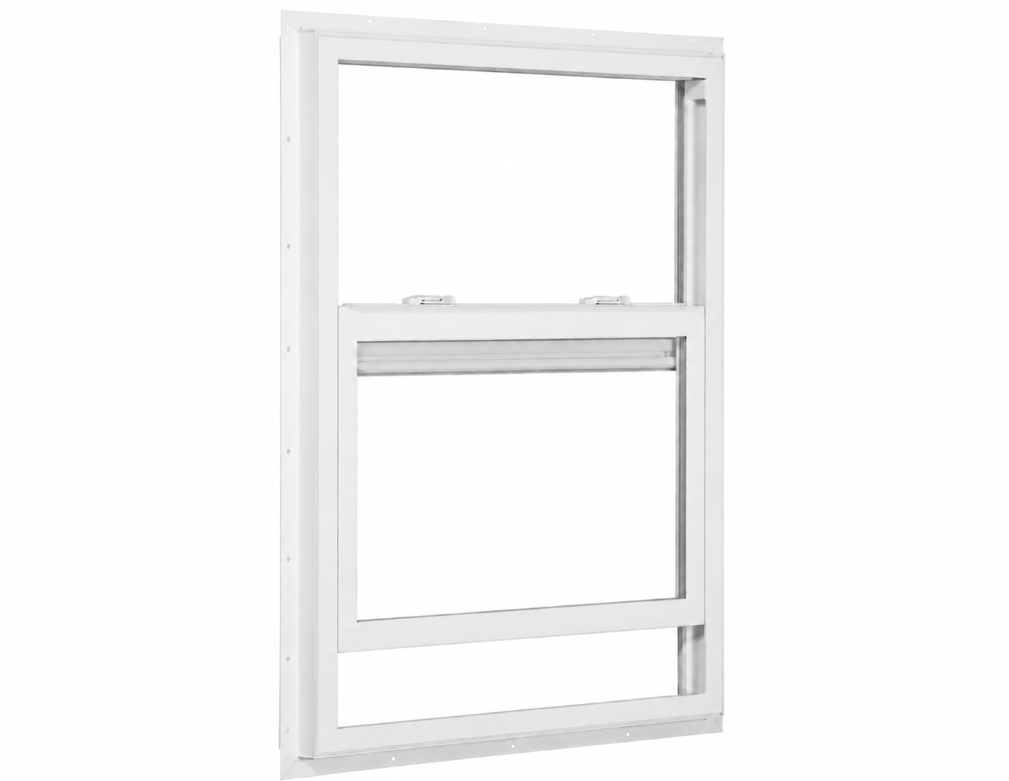 Single hung window with a clean white frame