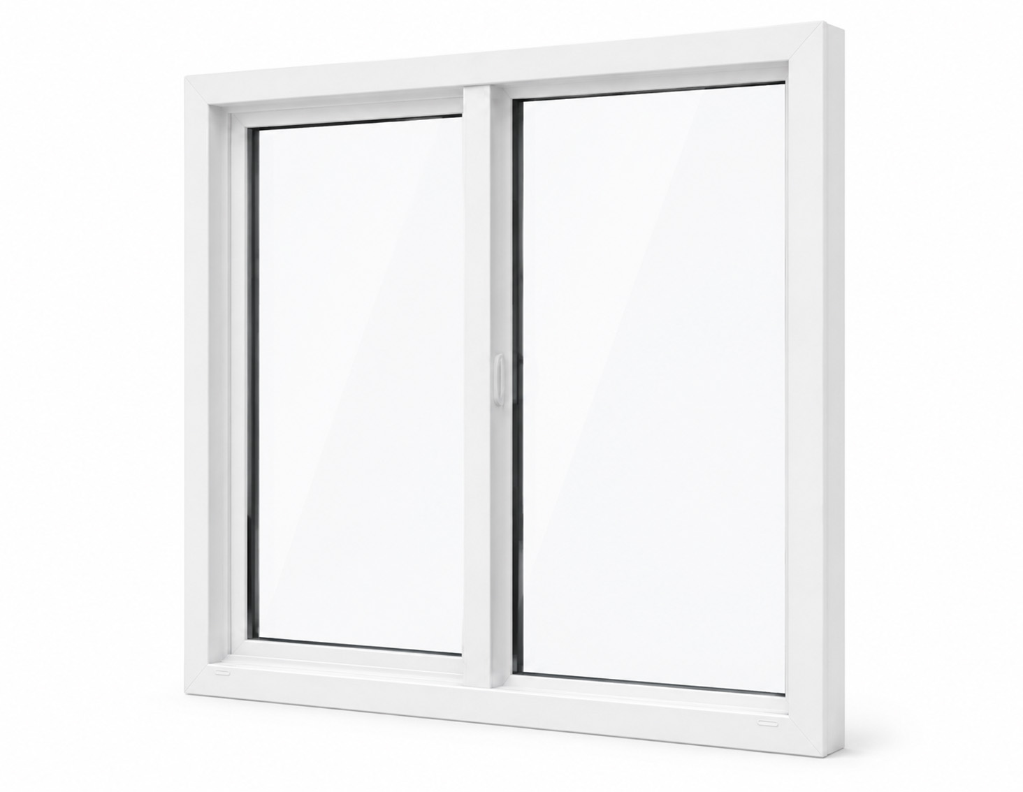 White sliding window installed in a finished residential wall